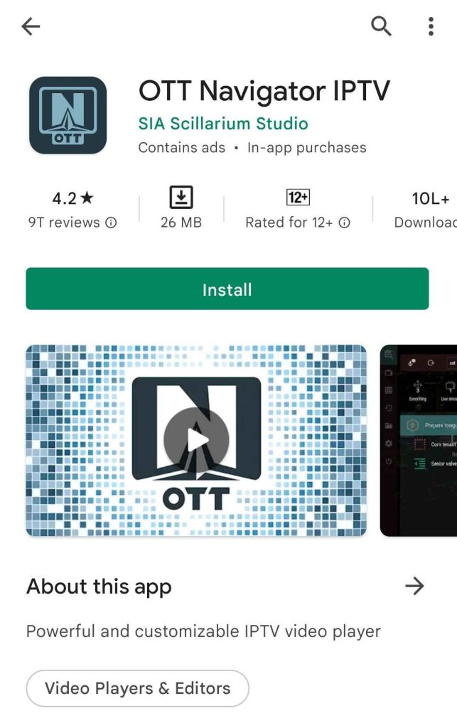 Install OTT Navigator IPTV to stream Nexgen IPTV