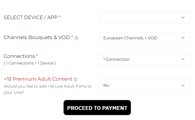 Checkout page of Yeah IPTV