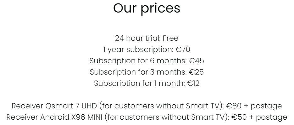 Subscription plans of Kosova IPTV