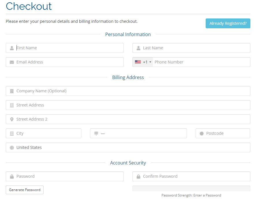 Checkout page of TenetStreams IPTV