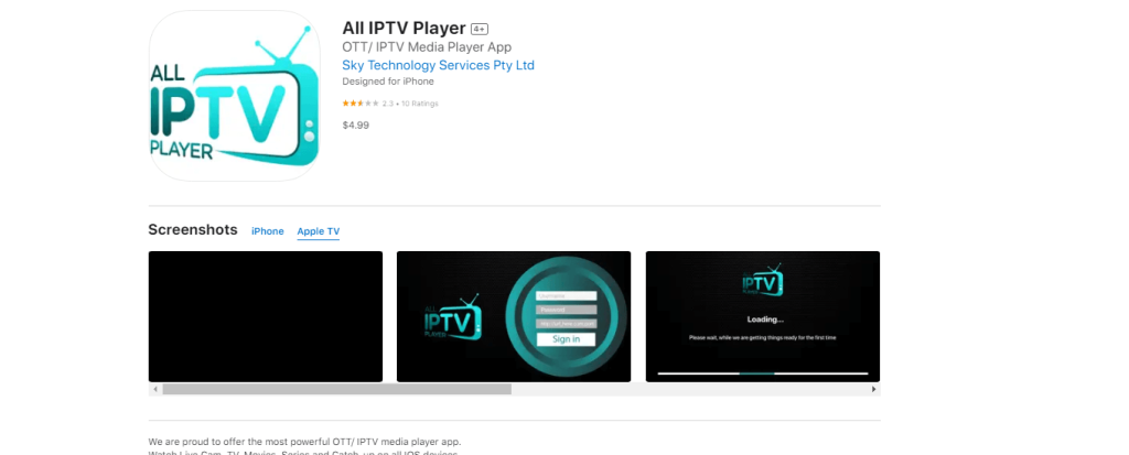 Install All IPTV Player app 