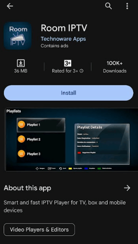 Install Room IPTV to stream First Class IPTV content