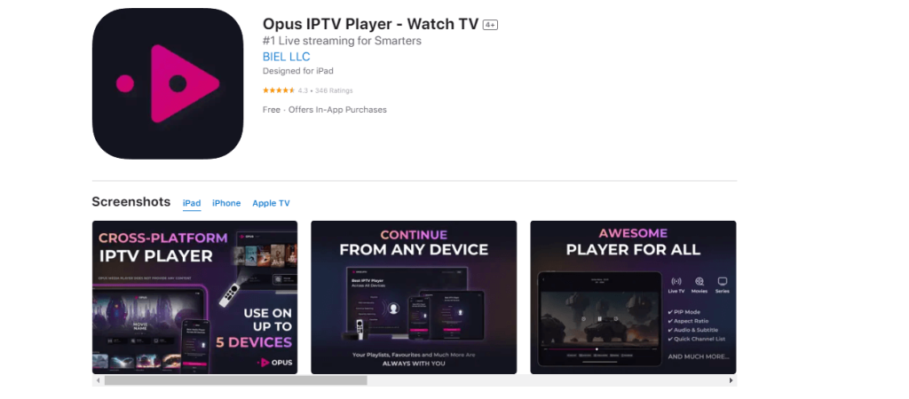 Get the Opus IPTV Player to stream First Class IPTV content