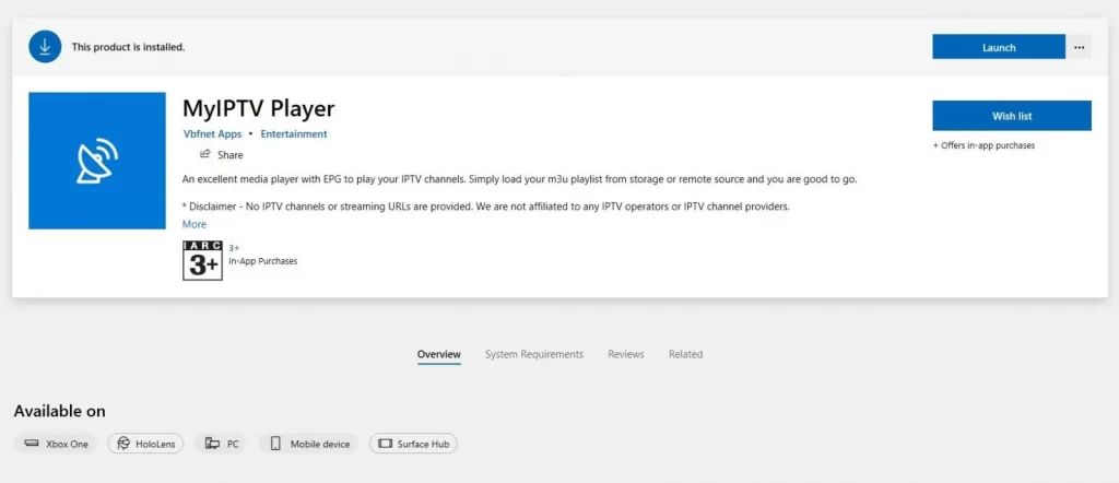 Launch MyIPTV Player