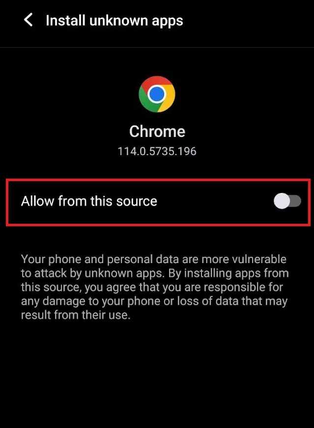 Enable Unknown sources