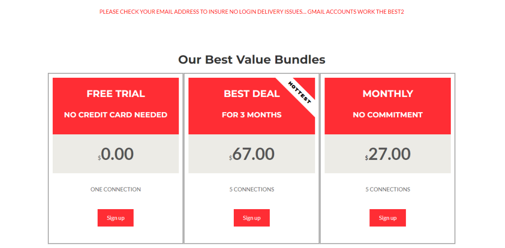 Showjacks IPTV Subscription plans