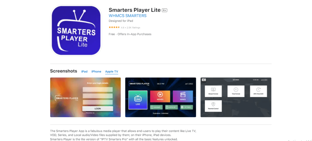 Install the Smarters IPTV Player lite to stream the StarLight IPTV content