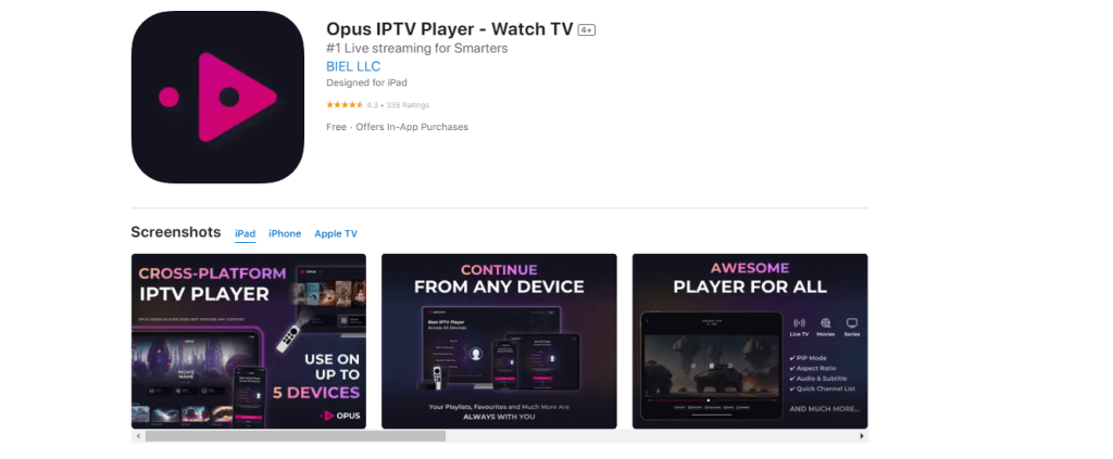 Install Opus IPTV Player to stream Tashan IPTV content