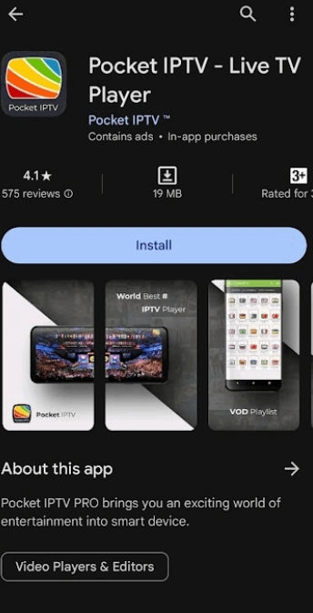 Install Pocket IPTV to stream Tribe IPTV content