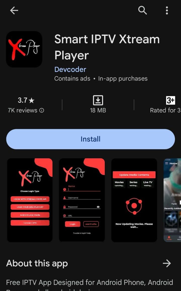 Install Smart IPTV Xtream Player to stream 6IPTV content