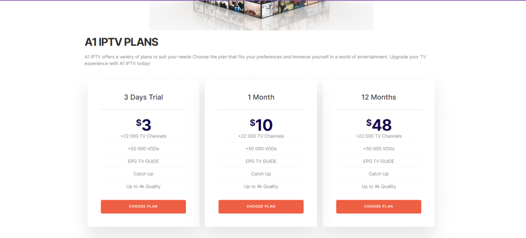 A1 IPTV Subscription plans