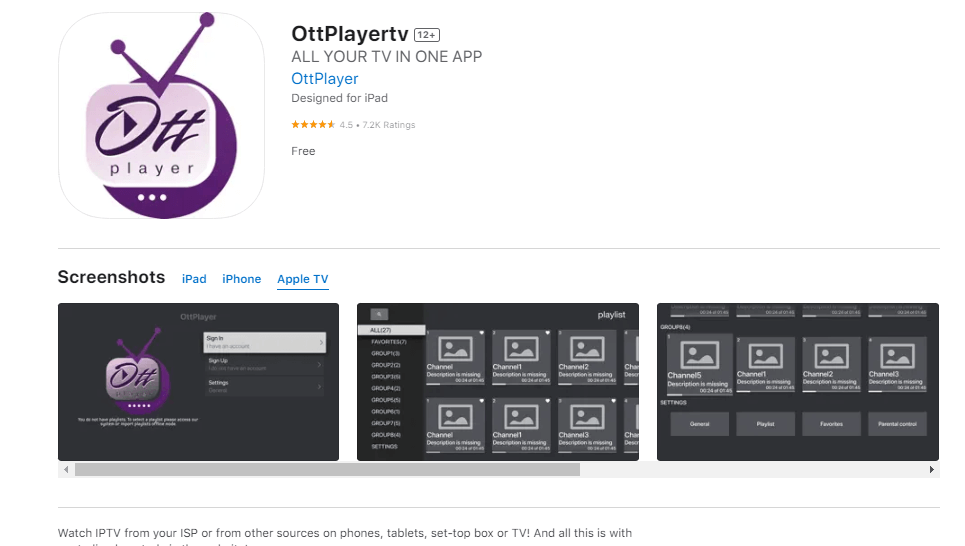 Install OttPlayer to stream A1 IPTV content