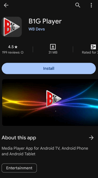 Install the B1G IPTV Player