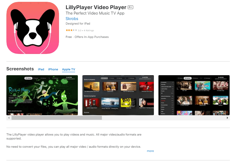 Install the LillyPlayer to stream Eclipse IPTV content