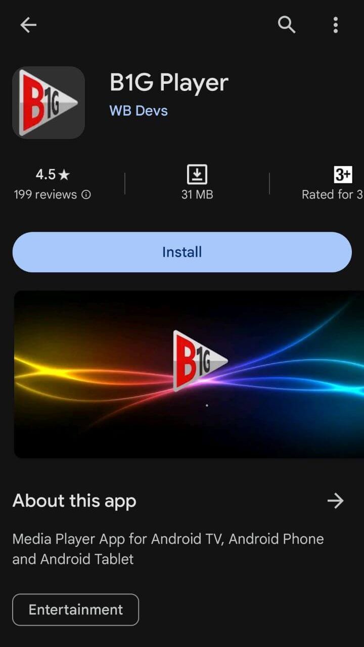 Install B1G Player to stream the Geo IPTV content