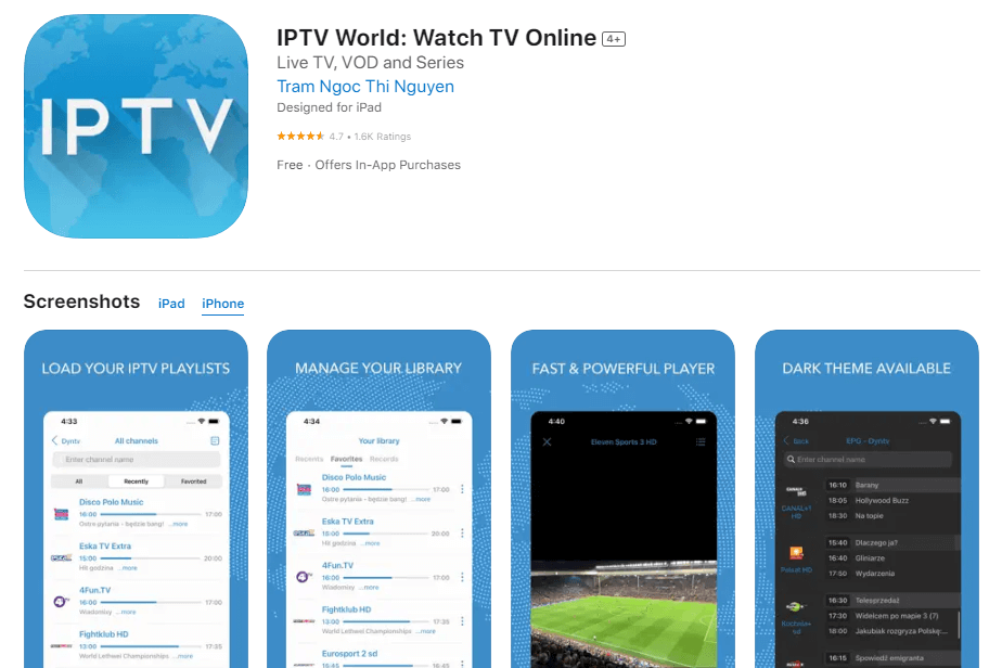 Get the IPTV World app