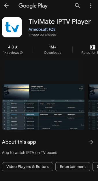 Install the TiviMate IPTV Payer to stream Panda IPTV content