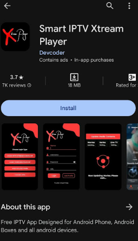 Install the Smart IPTV Xtream Player app