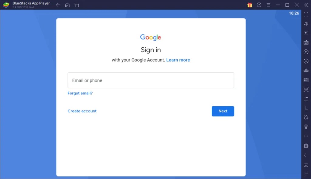 Login with the Google account