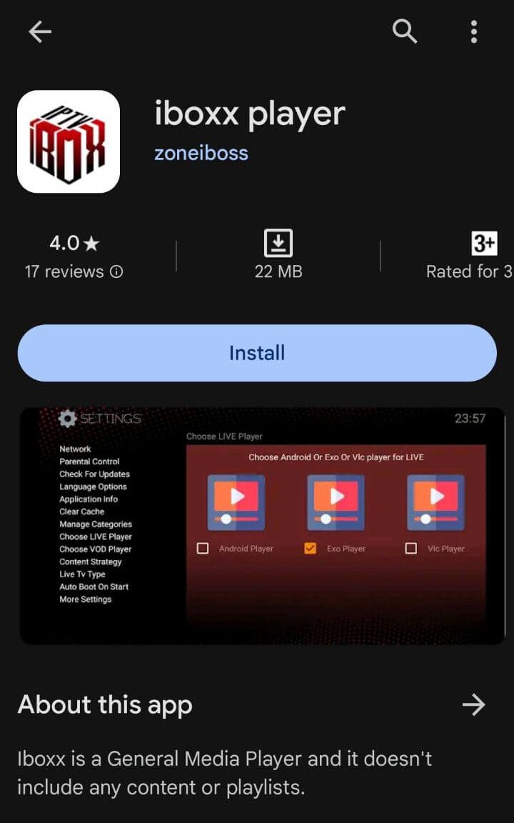Install IBOXX IPTV to stream Cyclone Streams IPTV