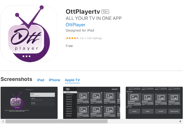 Install OttPlayer to stream Cyclone Streams IPTV