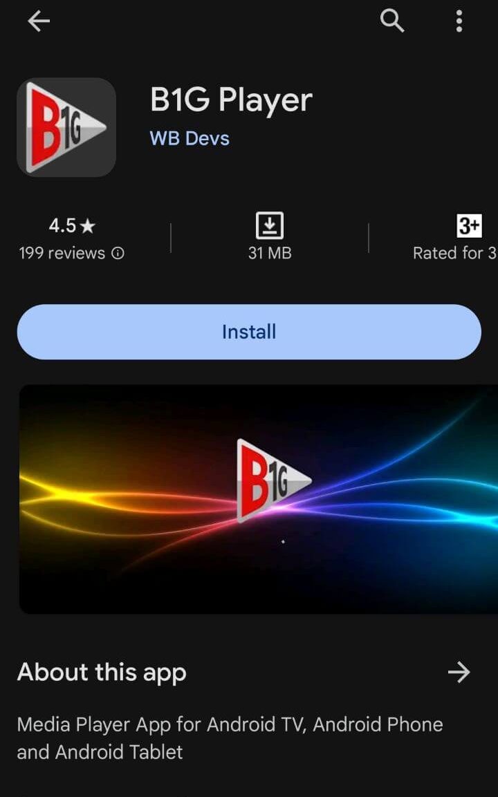 Install B1G Player to stream Eagle IPTV content