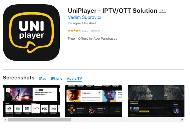 Get UniPlayer app to stream Eagle IPTV