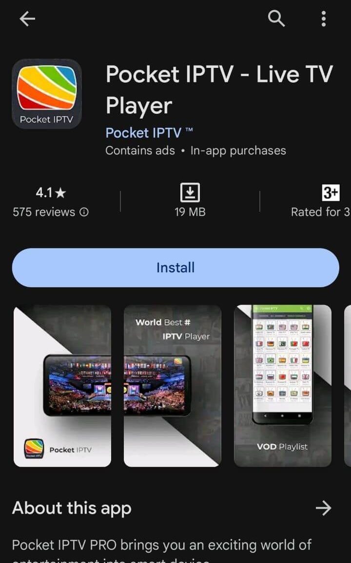 Install Pocket IPTV to stream Epic IPTV content