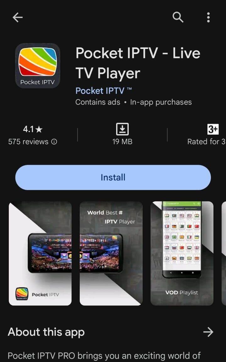 Install Pocket IPTV to stream Excel Premier Media IPTV