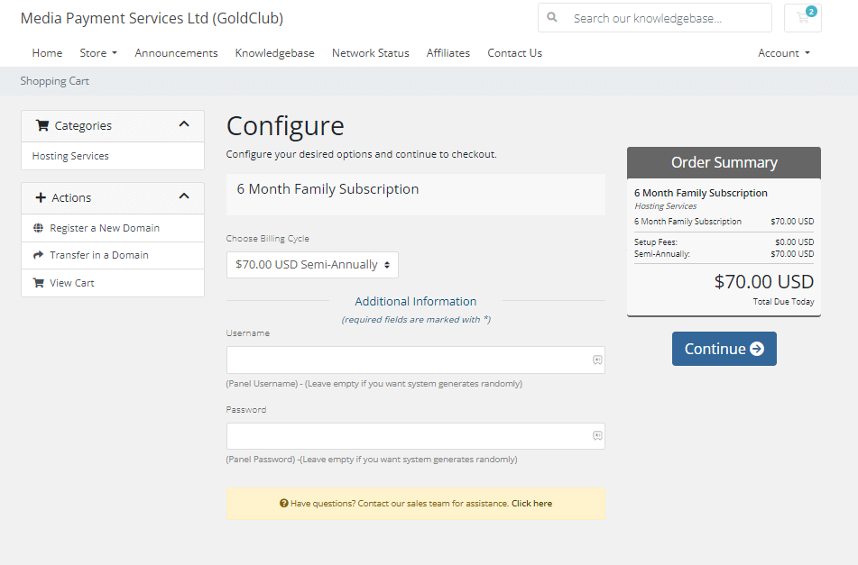 HAHA IPTV Payment page