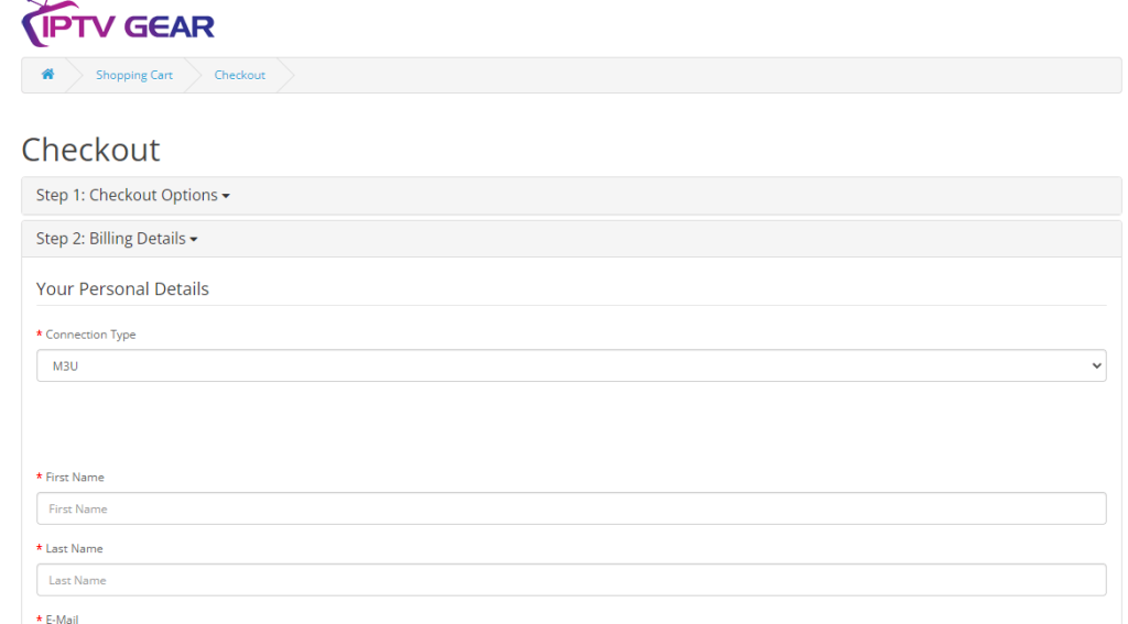 IPTV Gear subscription page