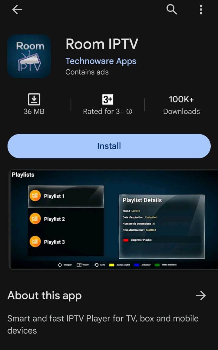 Install Room IPTV app to stream IPTV Grand content