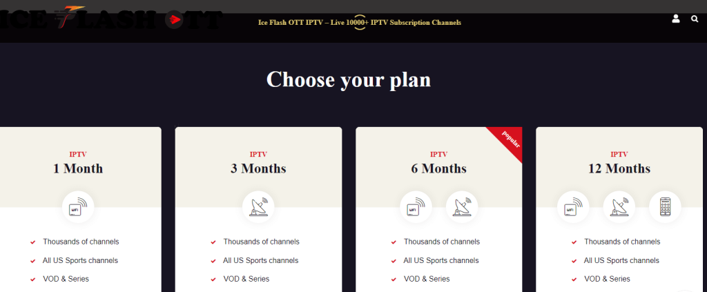 Ice Flash OTT subscription plans