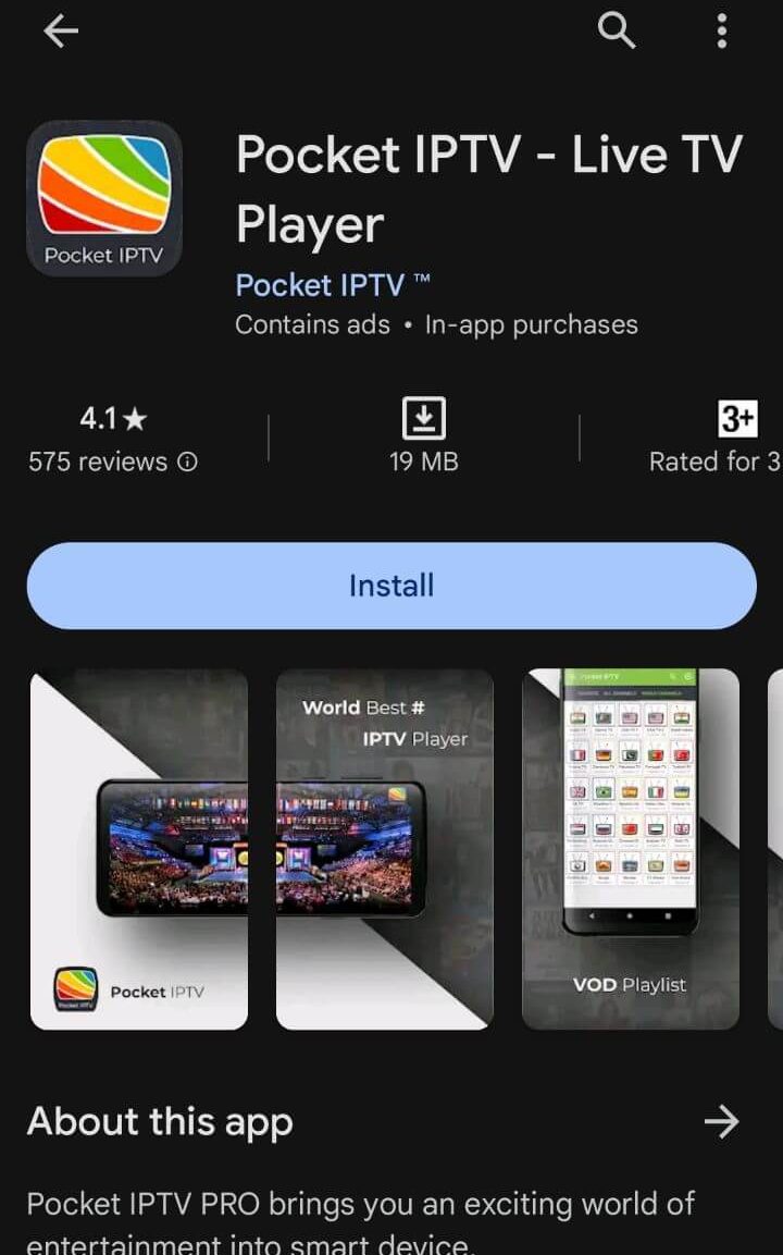Install Pocket IPTV app to stream Ice Flash OTT content