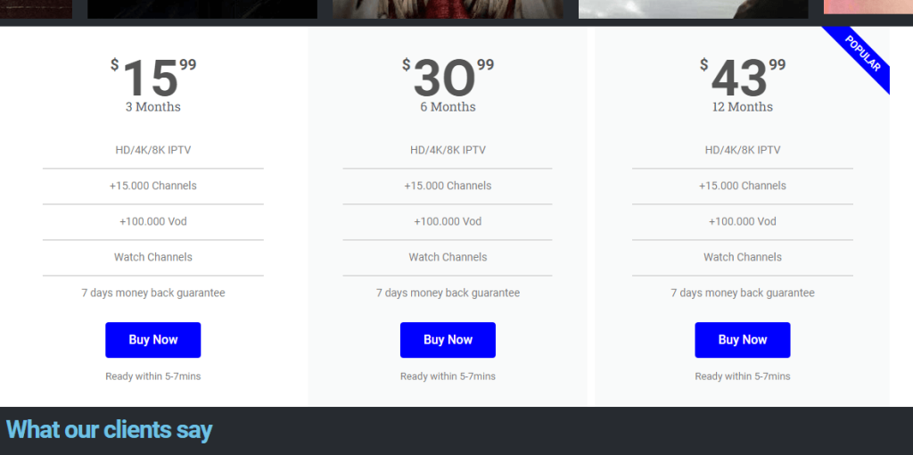 Power IPTV subscription plans
