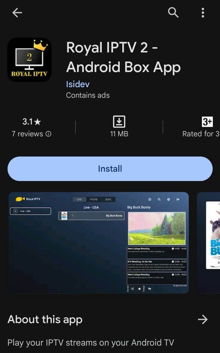 Install Royal IPTV app