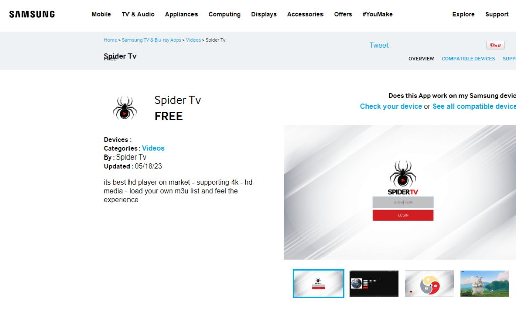Install the Spider IPTV app on Samsung TV