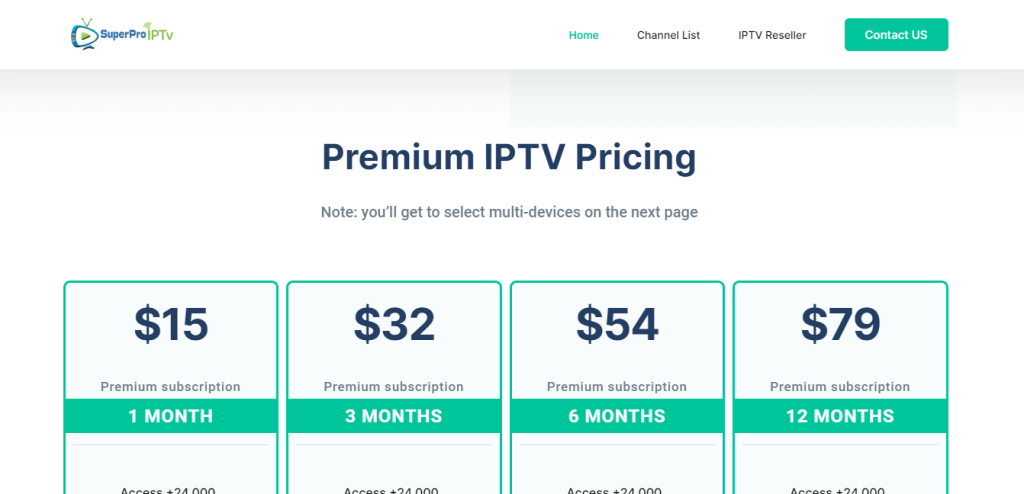 Superpro IPTV subscription cost