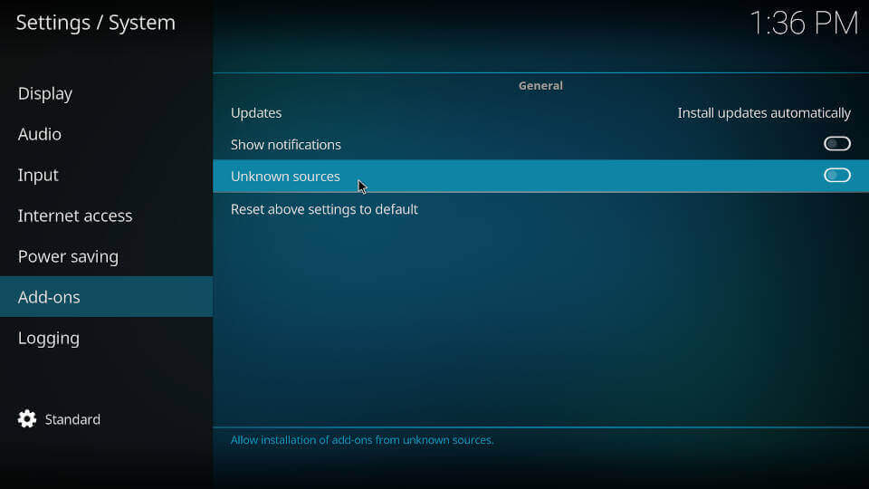 Enable UNknown sources