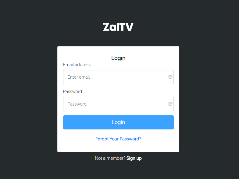 ZalTV IPTV login apge